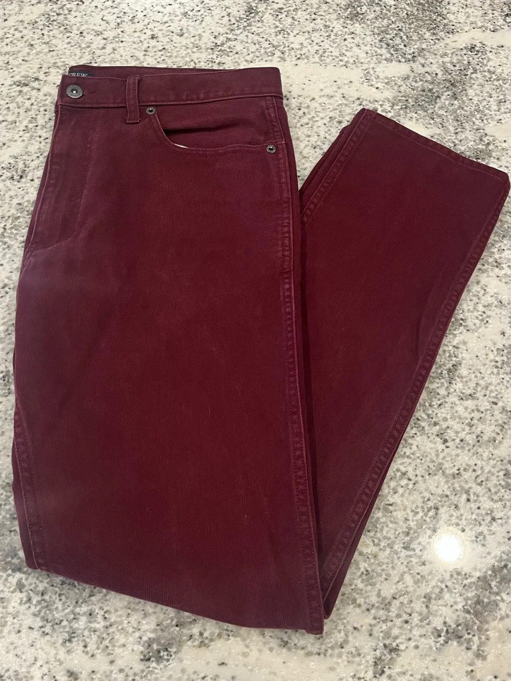 J Crew Pants Mens 33x32 Red Burgandy The Sutton Chino Corduroy Straight Leg Slim